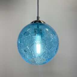 Hand Blown Aqua Glass Pendant Light - Antique Style Ready-Made - thumbnail 3