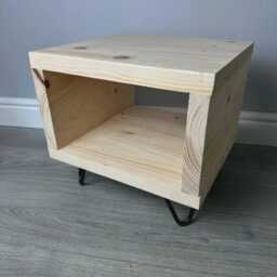 Wooden Box Side Table, Coffee Table Storage, Living Room Decor Furniture Unit - thumbnail 3