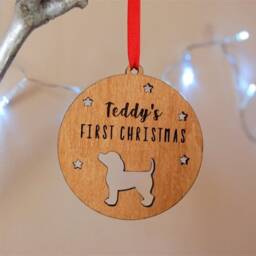 Personalised Dogs First Christmas Ornament, Pet Dog, Dog Bauble Tree Decoration Gift - thumbnail 2