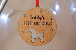 Personalised Dogs First Christmas Ornament, Pet Dog, Dog Bauble Tree Decoration Gift - thumbnail 1