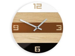 Large Wall Clock - Oak 13 in Copper Decor Wood Black White Gloss Boho Geometric Wall Art