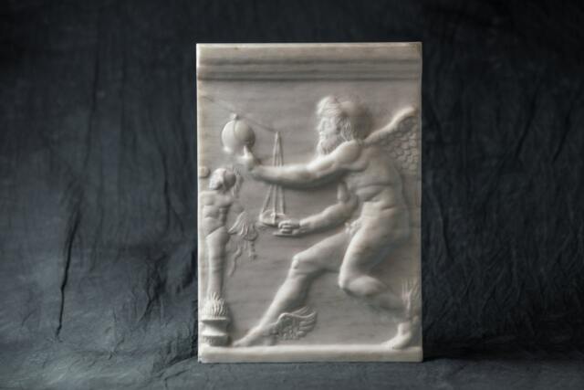 Marble Relief Depicting Caerus Kairos Carved Greek Marble Artist Sculpture - image 1