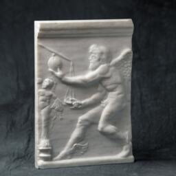 Marble Relief Depicting Caerus Kairos Carved Greek Marble Artist Sculpture - thumbnail 2