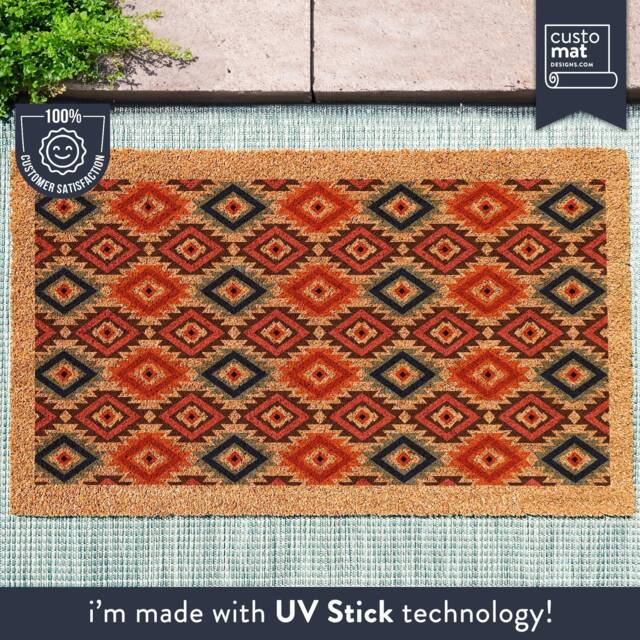 Tribal Print Aztec Pattern Welcome Doormat - Vibrant South Western Door Decor Housewarming Geometric Rug Contemporary Native - image 1