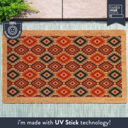 Tribal Print Aztec Pattern Welcome Doormat - Vibrant South Western Door Decor Housewarming Geometric Rug Contemporary Native