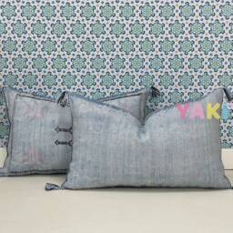 Yakiti-Light Blue Square Moroccan Pillows 13x21, Aka Cactus Silk Pillow, Sabra Pillows, Outdoor Luxury Pillow, Durable & Weather Resistant - thumbnail 2