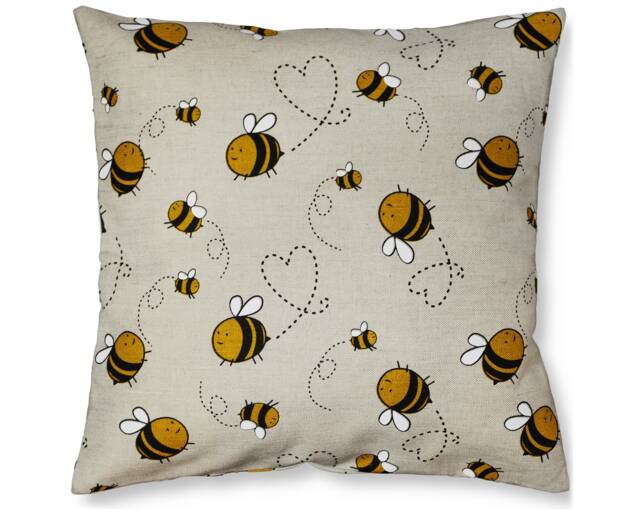 Honey Bee Print Linen Throw Pillow Cover - 16x16 With Insert - image 1