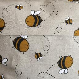 Honey Bee Print Linen Throw Pillow Cover - 16x16 With Insert - thumbnail 3