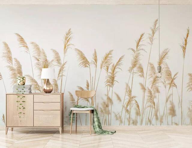 3D Reed Grass Wallpaper Mural, Peel & Stick Removable Wall Art - image 1