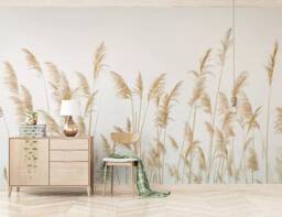 3D Reed Grass Wallpaper Mural, Peel & Stick Removable Wall Art