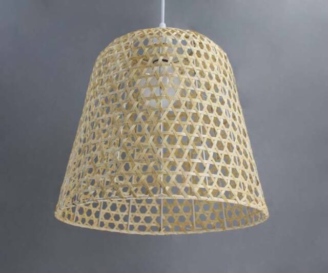 Bamboo Basket Pendant Light - Natural Woven Lamp - 35cm - image 1