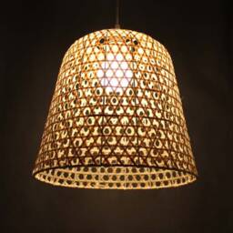 Bamboo Basket Pendant Light - Natural Woven Lamp - 35cm - thumbnail 2