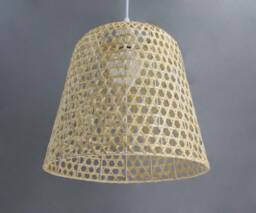 Bamboo Basket Pendant Light - Natural Woven Lamp - 35cm