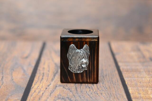 Briard - Wooden Candlestick With Dog, Souvenir, Decoration, Limited Edition, Collection - image 1