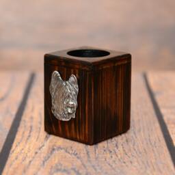 Briard - Wooden Candlestick With Dog, Souvenir, Decoration, Limited Edition, Collection - thumbnail 2