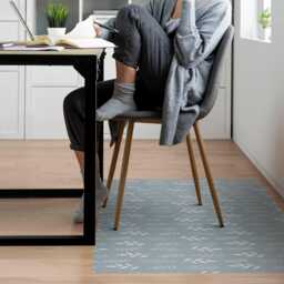 Plant Leaf Pattern Desk Chair Mat, Blue Computer Office Gaming Floor Protector
