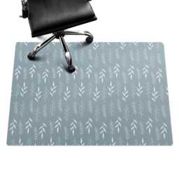Plant Leaf Pattern Desk Chair Mat, Blue Computer Office Gaming Floor Protector - thumbnail 3