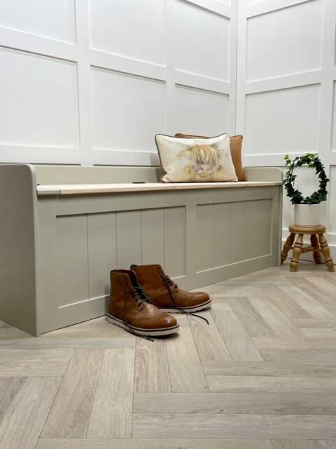 Solid Wood Storage Bench - Hall Window Seat, Custom Paint Color - 1525mm - image 1