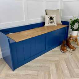Solid Wood Storage Bench - Hall Window Seat, Custom Paint Color - 1525mm - thumbnail 3