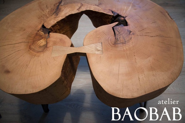 Handcrafted Coffee Table Or Bed Side Made Of Natural Wood With Iron Legs - image 1