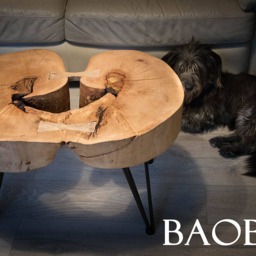 Handcrafted Coffee Table Or Bed Side Made Of Natural Wood With Iron Legs - thumbnail 2