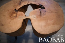 Handcrafted Coffee Table Or Bed Side Made Of Natural Wood With Iron Legs