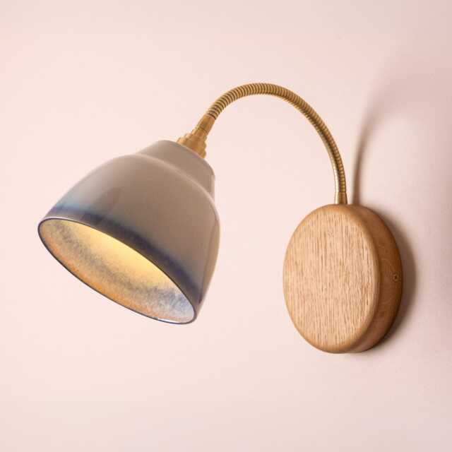 Blue & White Flex Wall Light in Brass/Nickel, Ceramic Oak - Small Element - image 1