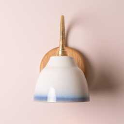 Blue & White Flex Wall Light in Brass/Nickel, Ceramic Oak - Small Element - thumbnail 3