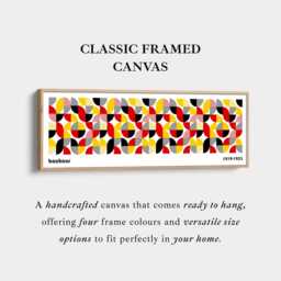 Horizontal Bauhaus Wall Art in Bold Black Red & Yellow Geometric Print For Bedroom Hallway Or Office Long Canvas Decor - thumbnail 3