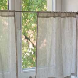 Sheer Linen Cafe Curtain Custom Size Rod Pocket Kitchen Window Panel - thumbnail 3