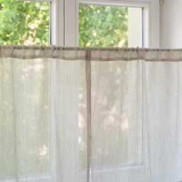 Sheer Linen Cafe Curtain Custom Size Rod Pocket Kitchen Window Panel - thumbnail 4