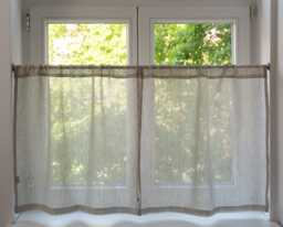 Sheer Linen Cafe Curtain Custom Size Rod Pocket Kitchen Window Panel