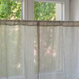 Sheer Linen Cafe Curtain Custom Size Rod Pocket Kitchen Window Panel - thumbnail 2