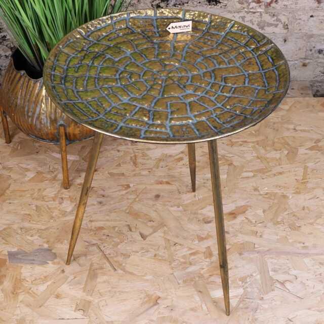 Chena Antiqued Metal Round Gold Side Table 44cm - image 1