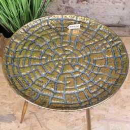 Chena Antiqued Metal Round Gold Side Table 44cm - thumbnail 2