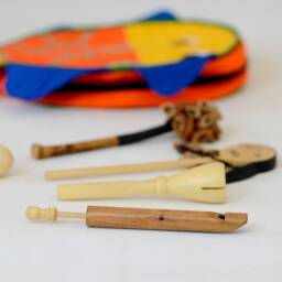 Handcrafted Children's Musical Kit - Wooden Fish Whistle, Bell & Shaker - thumbnail 3