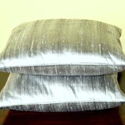 Silver Gray Colored Dupioni Pure Silk Cushion Cover Code 26/12x12, 12x16, 12x20, 14x20, 14x24, 16x16, 18x18, 20x20, 22x22, 24x24 &26x26 - thumbnail 2
