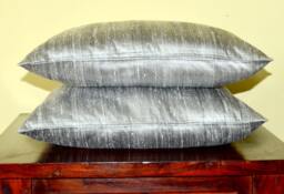 Silver Gray Colored Dupioni Pure Silk Cushion Cover Code 26/12x12, 12x16, 12x20, 14x20, 14x24, 16x16, 18x18, 20x20, 22x22, 24x24 &26x26