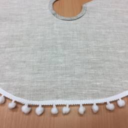 Handmade Linen Christmas Tree Skirt Pom Scandinavian Decor - thumbnail 3