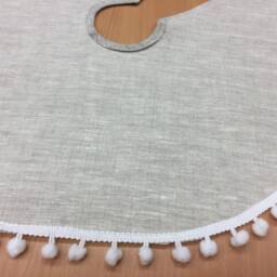 Handmade Linen Christmas Tree Skirt Pom Scandinavian Decor - thumbnail 2