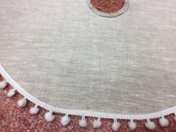 Handmade Linen Christmas Tree Skirt Pom Scandinavian Decor