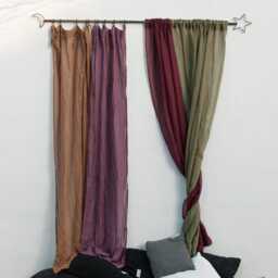 Terracotta Extra Wide Linen Sheer Curtain, Tie Top Linen Curtain One Panel. Hemp Curtain Heavy Drapery Panels For Bedroom - thumbnail 4