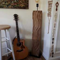 Sculptural Reclaimed Wood Floor Lamp - Hand Carved One-Of-A-Kind Statement Light Rustic Modern Standing - thumbnail 3
