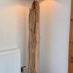 Sculptural Reclaimed Wood Floor Lamp - Hand Carved One-Of-A-Kind Statement Light Rustic Modern Standing - thumbnail 4