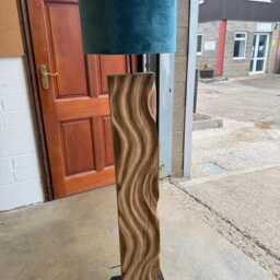 Sculptural Reclaimed Wood Floor Lamp - Hand Carved One-Of-A-Kind Statement Light Rustic Modern Standing - thumbnail 2