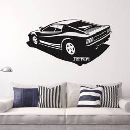 Large Ferrari Decal, Exotic Car Vinyl Sticker, Office Boys Bedroom Decor, Ferrari Testarossa Wall Art, Mancave Garage Decal - thumbnail 1