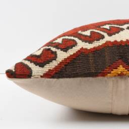 Vintage Turkish Kilim Pillow Cover Handwoven Wool Throw - 16''x16'' - thumbnail 4