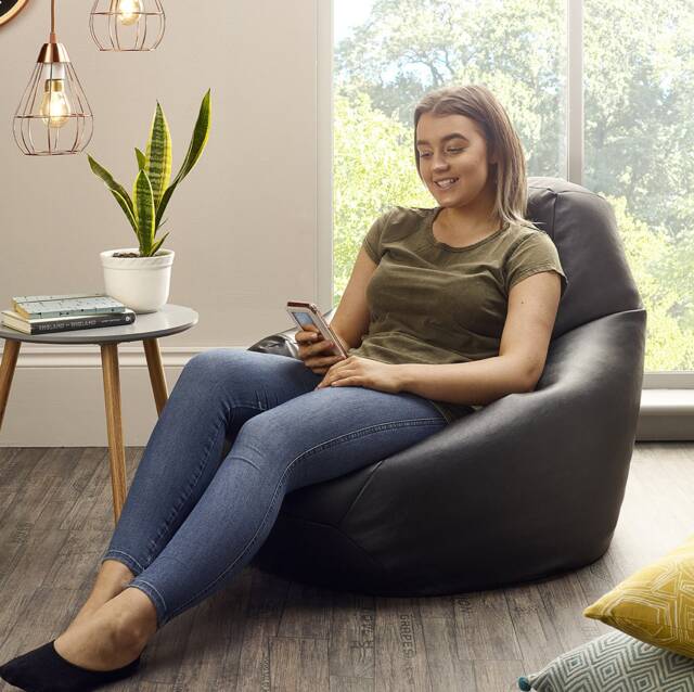 Large Filled Highback Beanbag Ready Beanbags Faux Leather Adult Bean Bag Chair Gaming - image 1