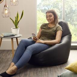 Large Filled Highback Beanbag Ready Beanbags Faux Leather Adult Bean Bag Chair Gaming - thumbnail 1
