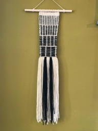 Handwoven/Wall Hanging Fiber Art All The Lines Black Cream